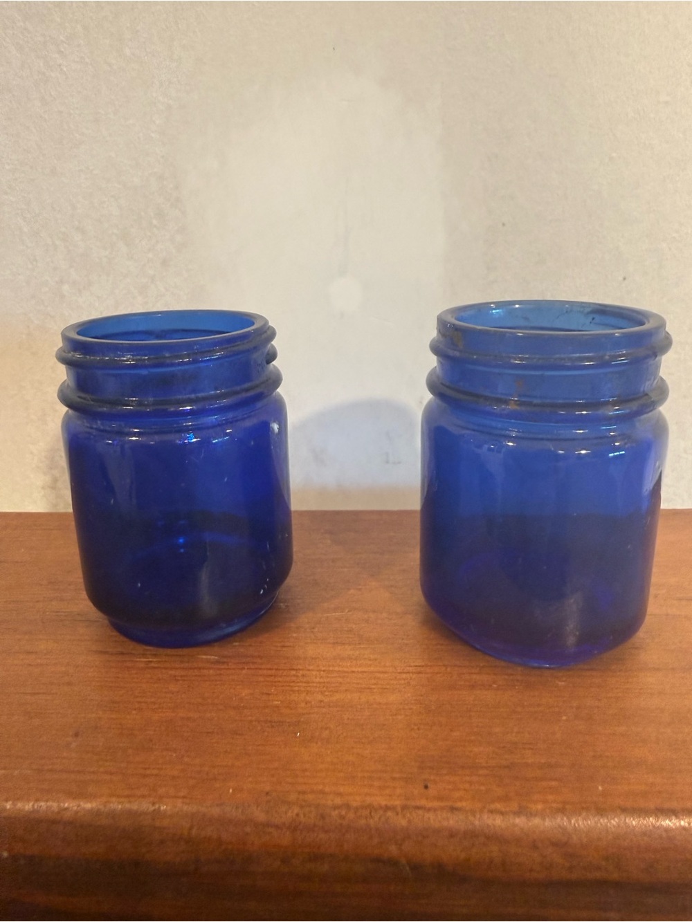 Vintage Cobalt Blue Glass Jar Set of 2